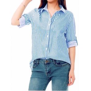 Velvet heart striped long sleeve button up s M